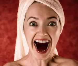 Woman Reacting to Visible Anti-Aging Results from Novel Skincare Technology